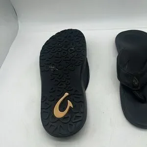 Olukai KUPUNA Men\'s Flip Flop Size 8 black leather top OluKai Kupuna Men main image 2